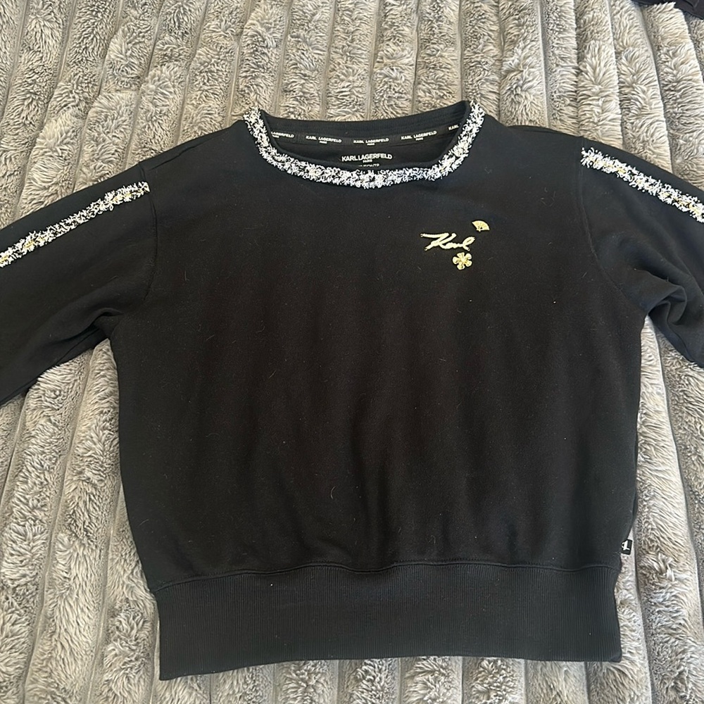 Karl Lagerfeld Black Sweatshirt with White Trim